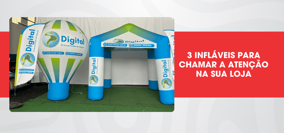 réplica inflável gigante de produto utilizada como publicidade em loja